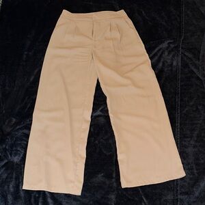 Elegant Beige Wide Leg Pants